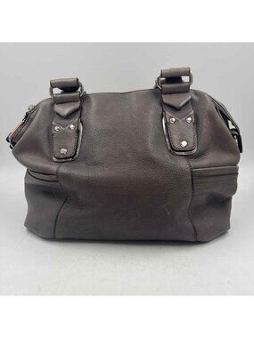 B. Makowsky Leather Brown Gray Women's Taupe pebbled Purse